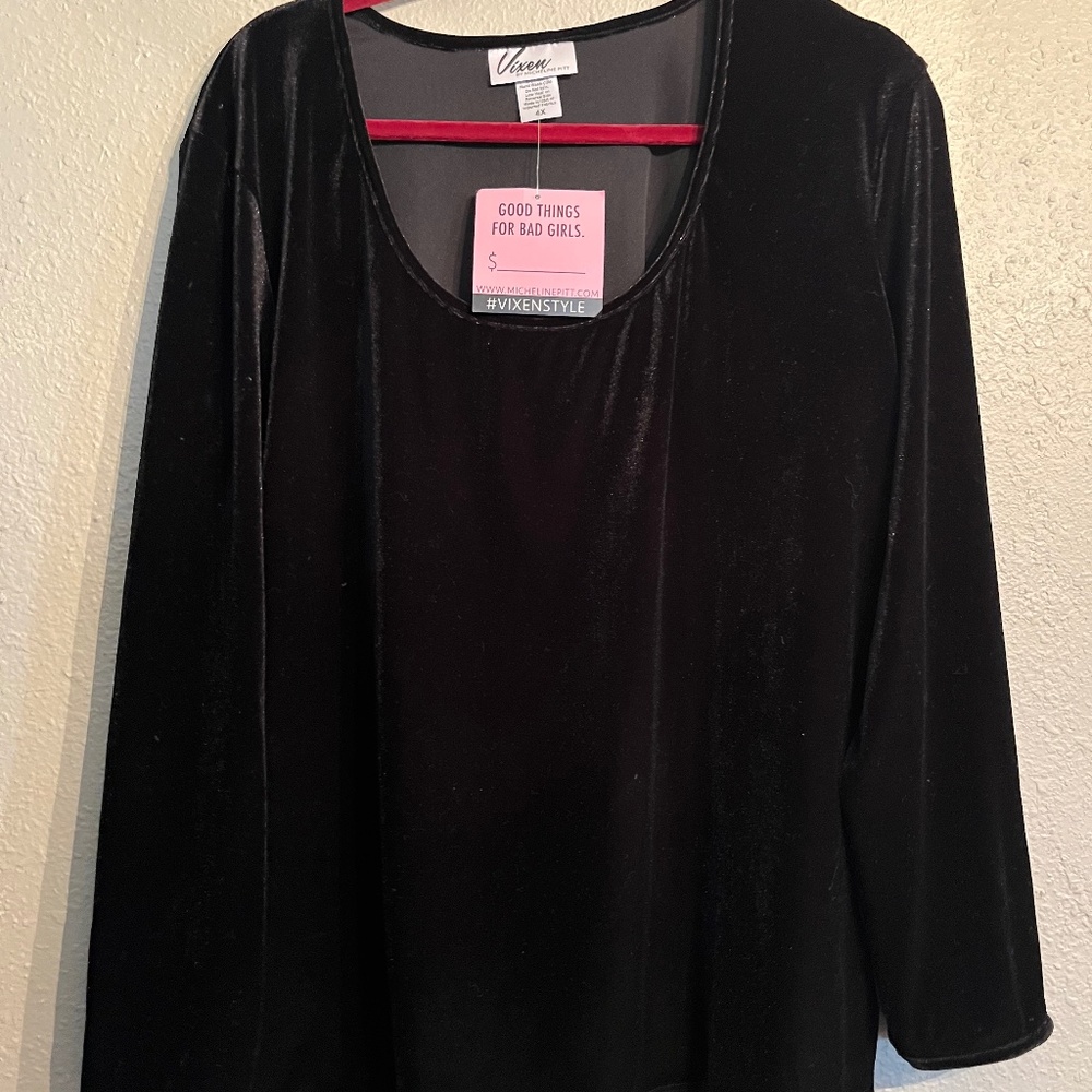 Vixen by Micheline Pitt Black Velvet Troublemaker Top